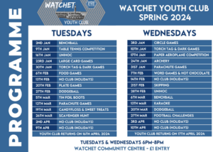 youth club timetable 2024